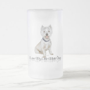 Taza De Cristal Esmerilado Amo a mi pequeño perro blanco - Westie