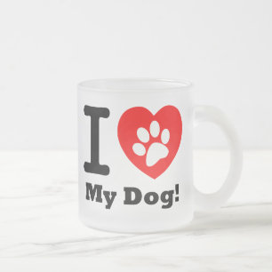 Taza De Cristal Esmerilado Amo A Mi Perro