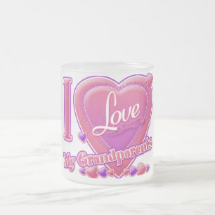 Taza De Cristal Esmerilado Amo a mis abuelos rosa/morado - corazón