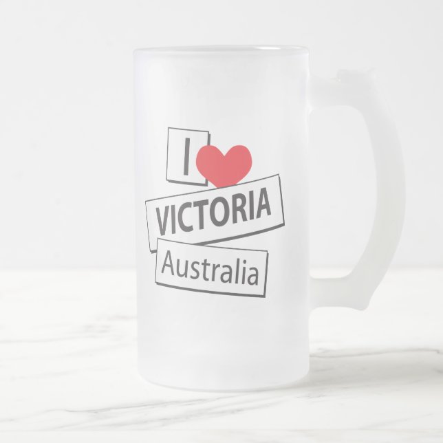 Taza De Cristal Esmerilado Amo a Victoria Australia (Derecha)