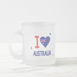 Taza De Cristal Esmerilado "AMO AUSTRALIA" Día de Australia 26 de enero
