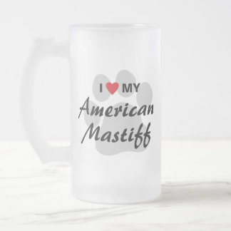 Taza De Cristal Esmerilado Amo (corazón) mi mastín americano