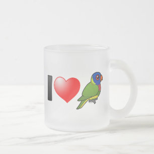 Taza De Cristal Esmerilado Amo el arco iris Lorikeets