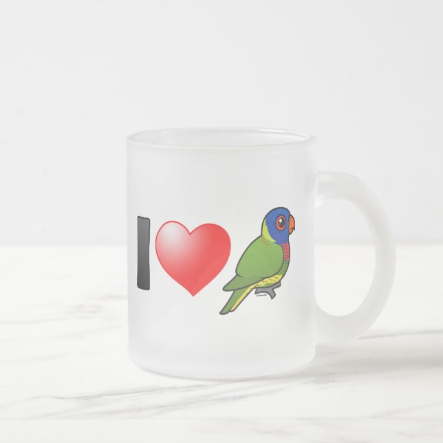 Taza De Cristal Esmerilado Amo el arco iris Lorikeets (Derecha)