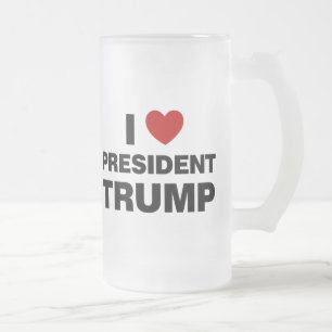 Taza De Cristal Esmerilado Amo el corazón del presidente Trump