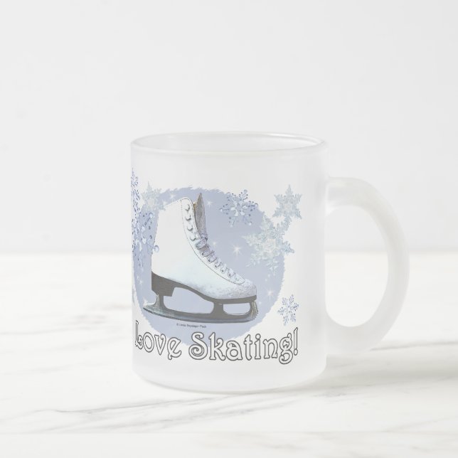 Taza De Cristal Esmerilado Amo el patinar (Derecha)