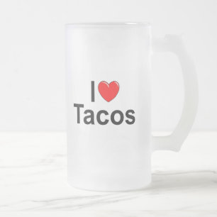 Taza De Cristal Esmerilado Amo el Tacos (del corazón)