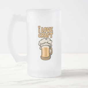 Taza De Cristal Esmerilado Amo La Cerveza Artesanal