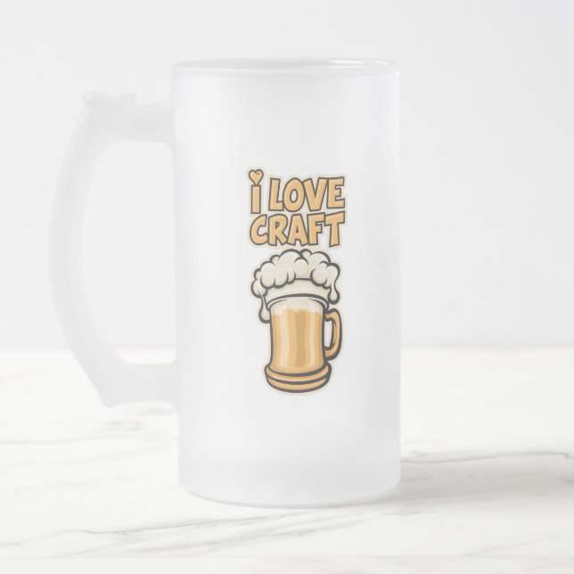 Taza De Cristal Esmerilado Amo La Cerveza Artesanal (Izquierda)