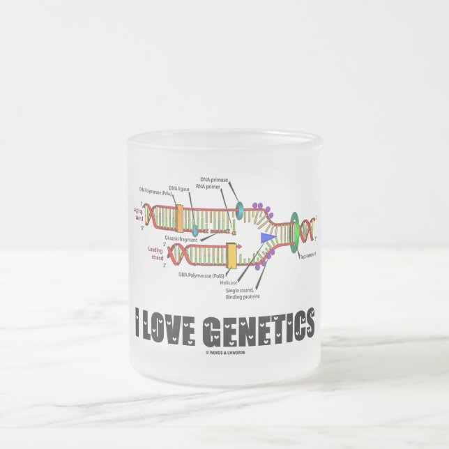 Taza De Cristal Esmerilado Amo la genética (replicación del ADN) (Centro)