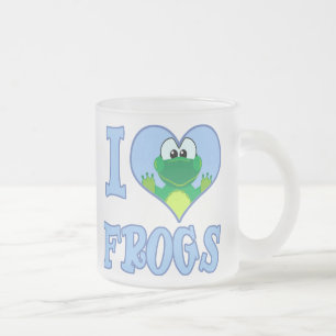 Taza De Cristal Esmerilado Amo las ranas