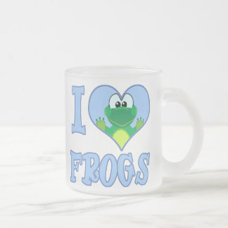 Taza De Cristal Esmerilado Amo las ranas