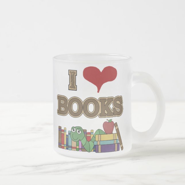 Taza De Cristal Esmerilado Amo los libros (Derecha)