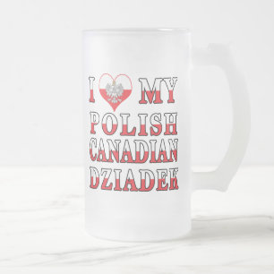 Taza De Cristal Esmerilado Amo mi bandera polaca canadiense dziadek