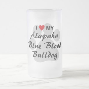 Taza De Cristal Esmerilado Amo mi bulldog de la sangre azul de Alapaha