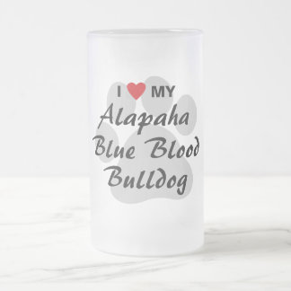 Taza De Cristal Esmerilado Amo mi bulldog de la sangre azul de Alapaha