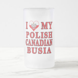 Taza De Cristal Esmerilado Amo mi Busia canadiense polaca