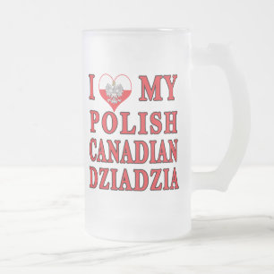 Taza De Cristal Esmerilado Amo mi canadiense polaco Dziadzia