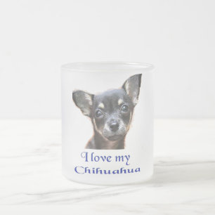 Taza De Cristal Esmerilado Amo mi Chihuahua