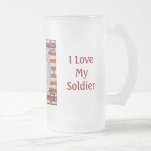 Taza De Cristal Esmerilado Amo mi foto de encargo del soldado personalizada
