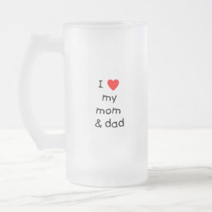 Taza De Cristal Esmerilado Amo mi mamá y papá