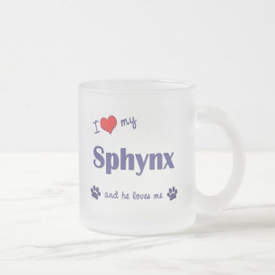 Taza De Cristal Esmerilado Amo mi Sphynx (el gato masculino)