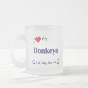 Taza De Cristal Esmerilado Amo mis burros (los burros múltiples)