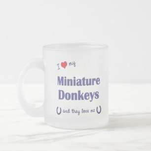 Taza De Cristal Esmerilado Amo mis burros miniatura (los burros múltiples)