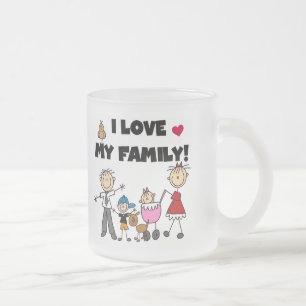 Taza De Cristal Esmerilado Amo mis camisetas y los regalos de la familia
