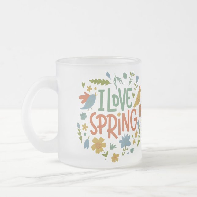 Taza De Cristal Esmerilado Amo Primavera (Izquierda)