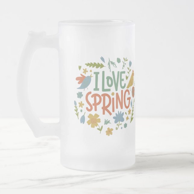 Taza De Cristal Esmerilado Amo Primavera (Izquierda)
