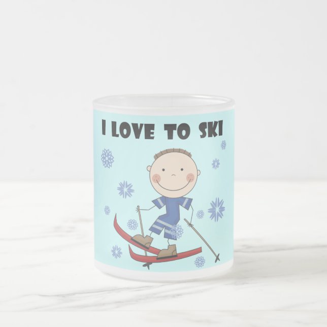 Taza De Cristal Esmerilado Amor al esquí - camisetas y regalos del muchacho (Centro)