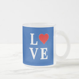 Taza De Cristal Esmerilado Amor azul marino estilo retro