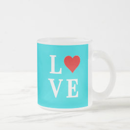 Taza De Cristal Esmerilado Amor azul turquesa Moderno estilo