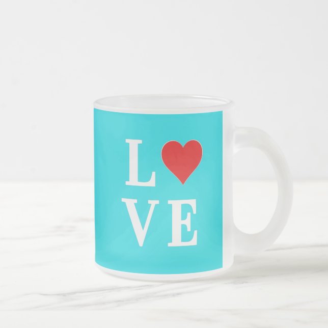 Taza De Cristal Esmerilado Amor azul turquesa Moderno estilo (Derecha)
