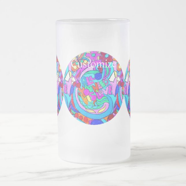 Taza De Cristal Esmerilado amor chippie groovy (Centro)