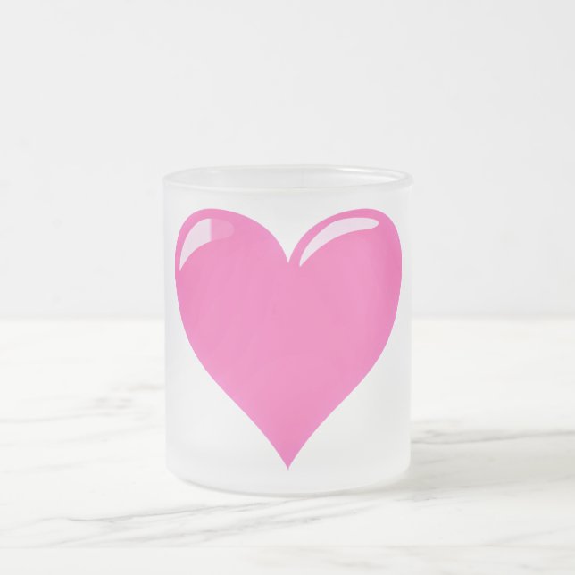 Taza De Cristal Esmerilado Amor del corazón rosado (Centro)