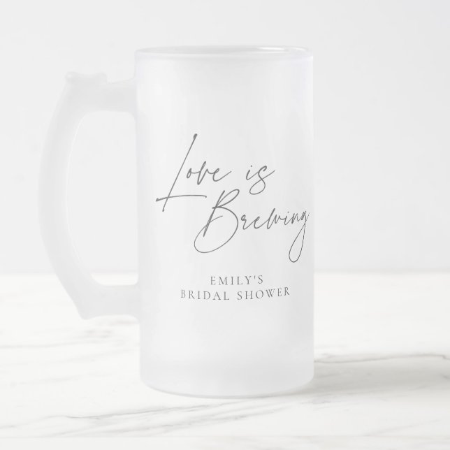 Taza De Cristal Esmerilado Amor está Fermentando Té de Boda Floral (Izquierda)