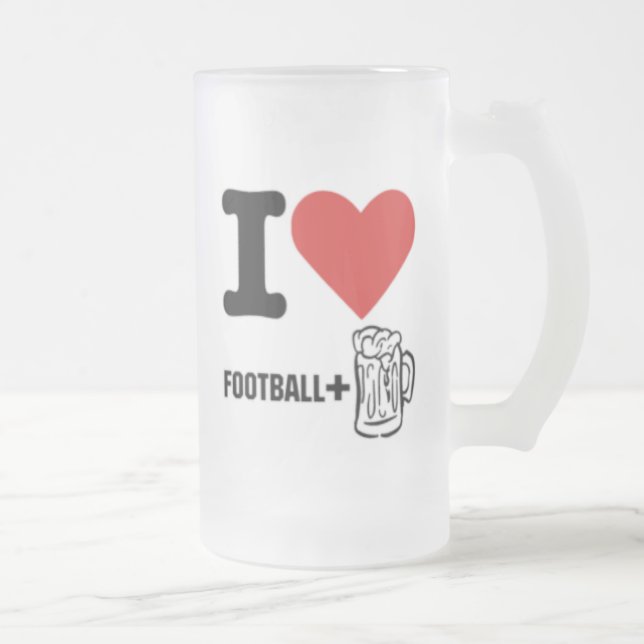 Taza De Cristal Esmerilado Amor-fútbol-cerveza I (Derecha)