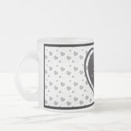 Taza De Cristal Esmerilado Amor Gris corazones brillantes lindo patrón románt