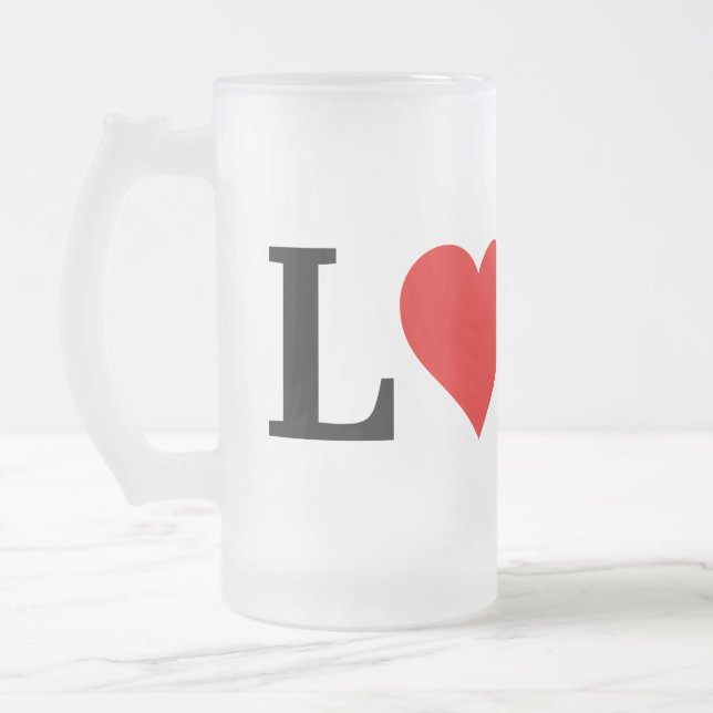 Taza De Cristal Esmerilado AMOR Minimalista Elegante (Izquierda)