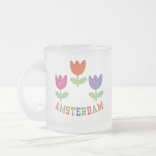 Taza De Cristal Esmerilado Amsterdam Tulips