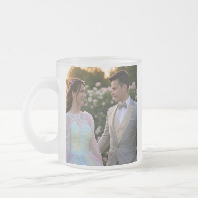 Taza De Cristal Esmerilado Añadir Personalizar de fotografía Boda (Izquierda)