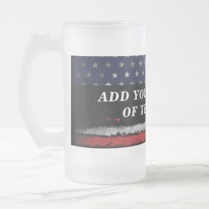 Taza De Cristal Esmerilado Añadir tu propio texto a la bandera norteamericana