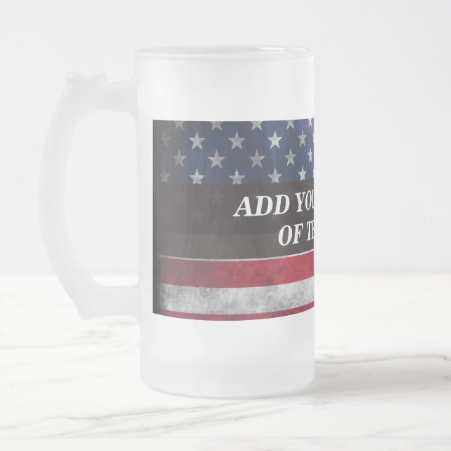 Taza De Cristal Esmerilado Añadir tu texto a la bandera estadounidense (Izquierda)