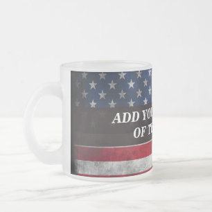 Taza De Cristal Esmerilado Añadir tu texto a la bandera estadounidense