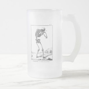Taza De Cristal Esmerilado Anatomía médica esquelética humana antigua del