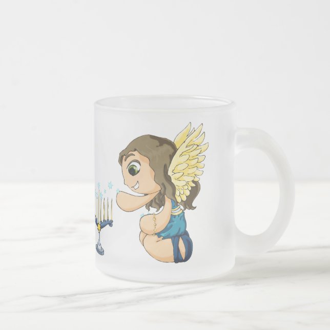 Taza De Cristal Esmerilado Ángel de Menorah (Derecha)