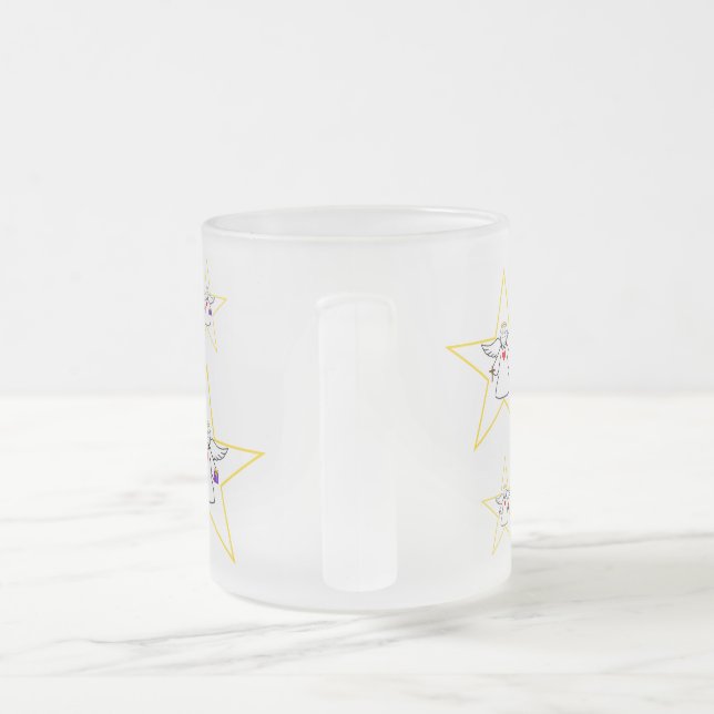 Taza De Cristal Esmerilado Ángel inspirador, rana espiritual (Mango)