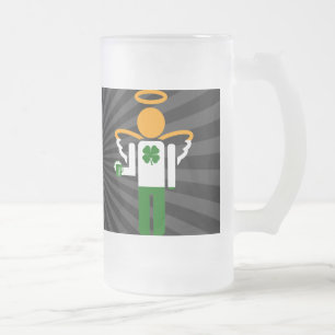 Taza De Cristal Esmerilado ángel irlandés.